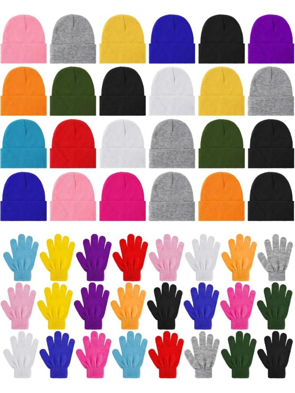 Cozy 48-Piece Kids Winter Beanie & Gloves Set - Warm Accessories for Cold